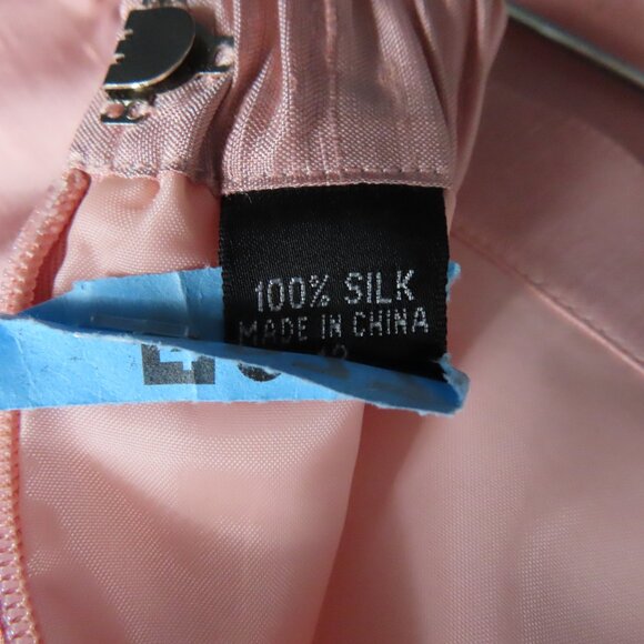 Vintage M.X.I. Peach Pink Embroidered Flower Silk Suit Sz. 10 - Picture 16 of 16